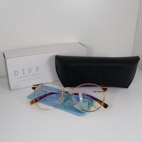 DIFF EYEWEAR SUMMIT DE01-0195-GDBBB Round Gold Blue Light Glasses 53-19-145mm - Picture 1 of 8